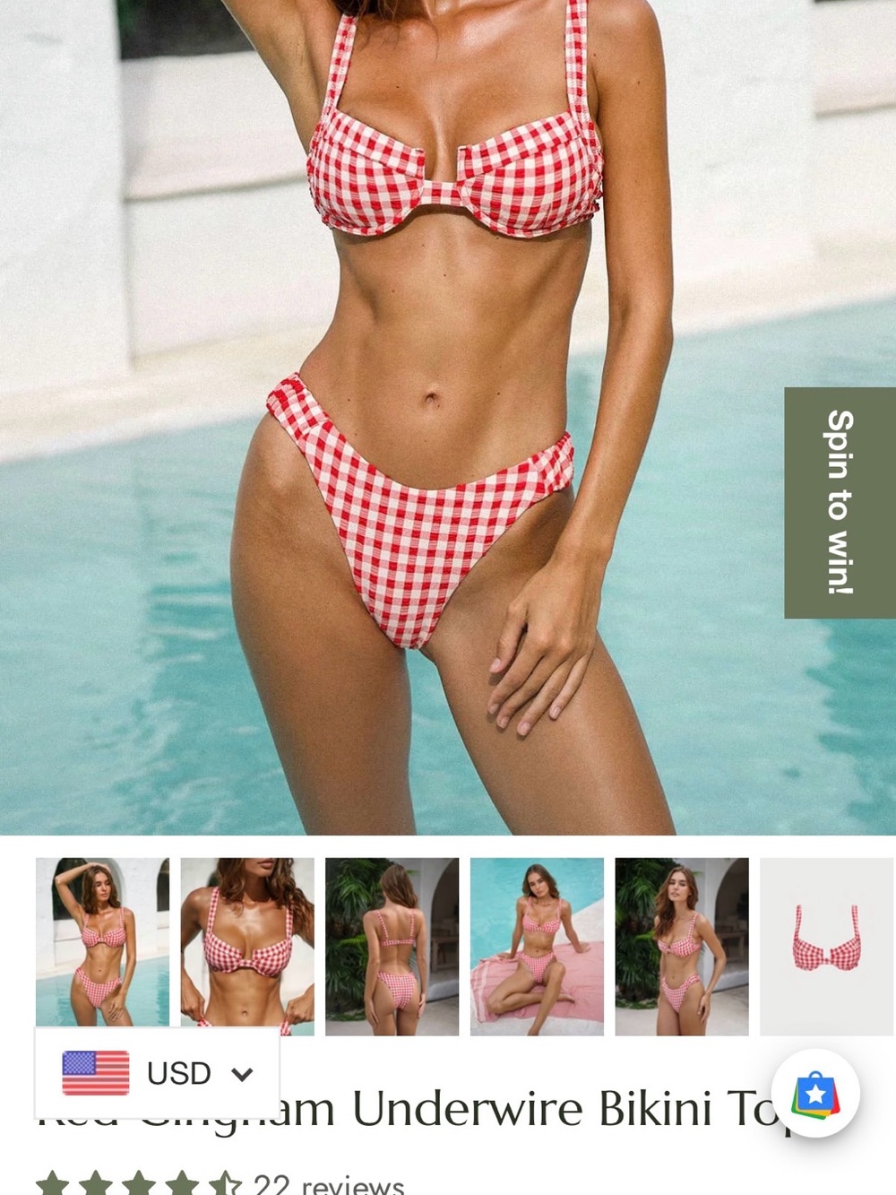 NWT Red Gingham Bikini Set - Berlook